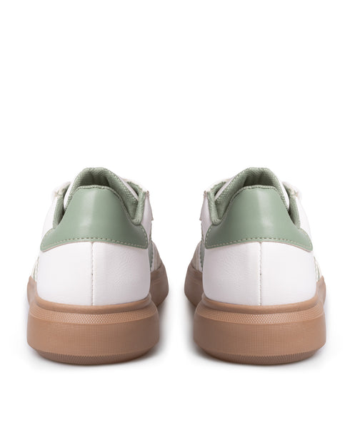 Tenis Blanco Básico Franjas Verdes 1007